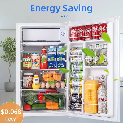 Vista 3 de BANGSON Mini refrigerador con congelador, 3.2 pies cúbicos, refrigerador pequeño de una sola puerta, eficiente en energía, bajo ruido, refrigerador