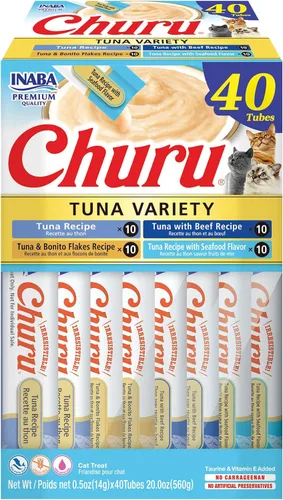 Vista 13 de INABA - Golosinas Churu para gatos, puré cremoso para gatos, sin cereales, que se puede lamer y exprimir / suplemento con vitamina E y taurina, 0.5