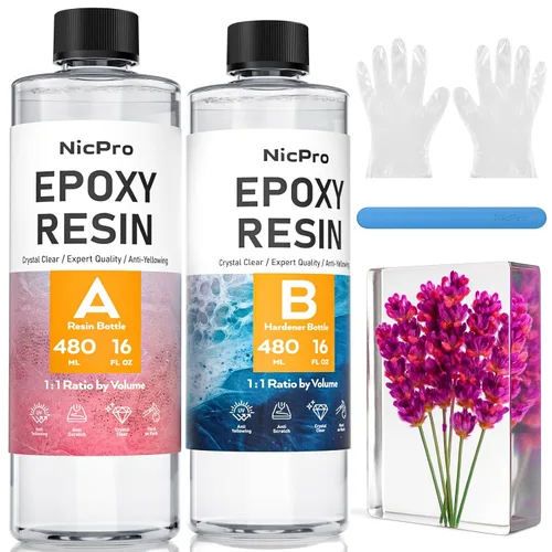 Vista 9 de Nicpro Kit de resina epoxi transparente de 1 galón/128 onzas, suministros de resina sin burbujas y alto brillo para revestimiento de arte