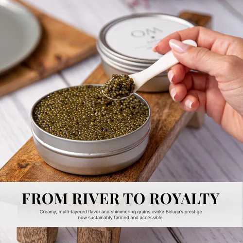 Vista 7 de OM Caviar Kaluga Hybrid Caviar River Beluga Alternativa Grano Grande 1.76