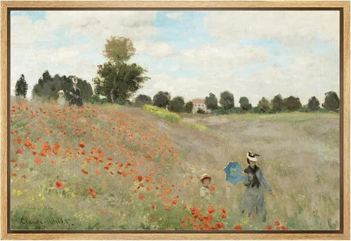 Vista 33 de wall26 Claude Monet - Paseo del acantilado en Pourville - Arte moderno impresionista - Lienzo enmarcado para arte para el hogar, 16 x 24 pulgadas