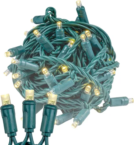 Vista 7 de Novelty Lights - Cadena de 11 pies con 50 luces LED ámbar para Navidad, para interior/exterior, espaciado de 2.5", luces de cadena de alambre verde
