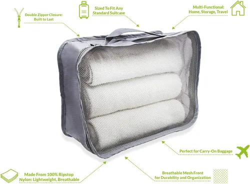 Vista 3 de Rolling Nomad Juego de 4 cubos de embalaje para maletas, viajes, camping