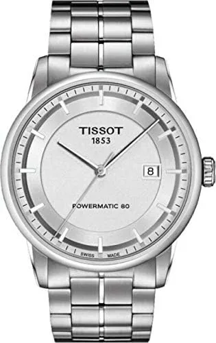 Vista 2 de Tissot Reloj de acero inoxidable T0864071103100 de lujo de 1.614in con esfera plateada, Plateado, Mecánico, cuerda automática