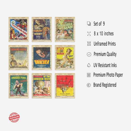 Vista 2 de Pósteres vintage de diccionario de películas de ciencia ficción, carteles de películas de los años 50, carteles de películas clásicas, carteles