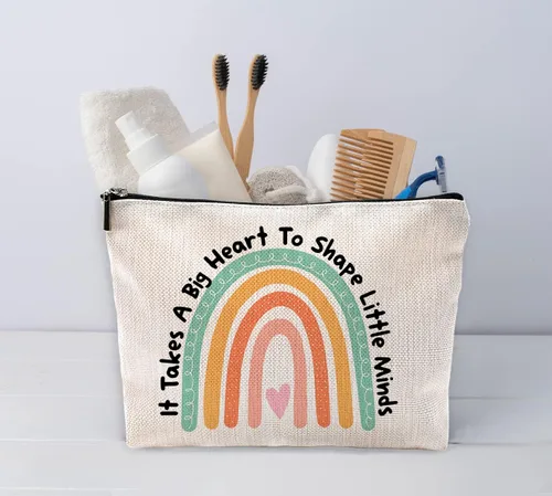 Vista 4 de Sufamb It Takes A Big Heart To Shape Little Minds - Bolsa de maquillaje, citas inspiradoras, bolsa de cosméticos para mujeres y niñas, regalos