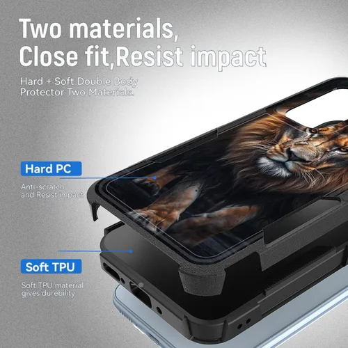 Vista 827 de Funda para Galaxy A14 5G, resistente de doble capa híbrida de policarbonato duro, goma suave, a prueba de golpes, funda protectora resistente
