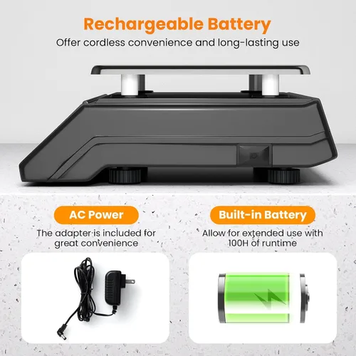 Vista 8 de Goplus Báscula de cálculo de precios de 88 lb/40 kg, báscula digital comercial de alimentos con función de conteo, plataforma de acero inoxidable
