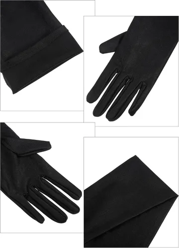 Vista 4 de Jetec 3 pares de guantes de ópera de los años 20 clásicos largos de satén longitud del codo guantes de 22 pulgadas tamaño adulto para mujeres y niñas