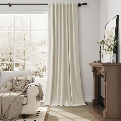 Vista 42 de Guken Cortinas opacas de lino, 2 paneles rústicos, elegantes, 100% opacas, con aislamiento térmico, banda de ganchos y trabilla trasera, 52 x 84