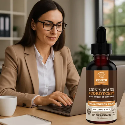 Vista 6 de Suplemento de melena de león y cordyceps - Apoyo cerebral y energético - Enfoque, memoria, claridad, inmunidad - Tintura vegana sin alcohol