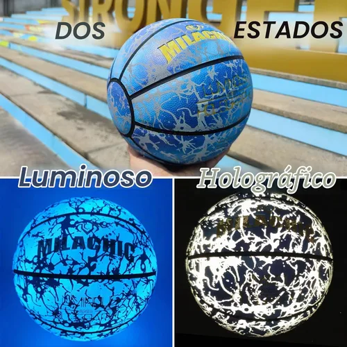 Vista 2 de Basketball, Glow in the Dark Holographic Reflective Basketballs Azul