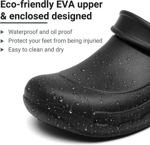 Vista 2 de Zapatos de chef antideslizantes para hombre, zapatos impermeables para trabajo de enfermería para servicio de alimentos, restaurante, cocina