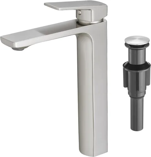 Vista 13 de VOTON - Grifo de fregadero de baño de oro cepillado con una sola manija y desagüe desplegable para lavabo de 1 agujero o 3 agujeros con placa
