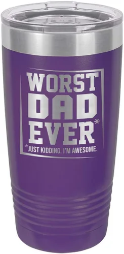 Vista 15 de El peor papá nunca negro vaso de bebida de 20 oz con popote Taza de viaje grabada con láser Comparar con Yeti Rambler Idea de regalo papá