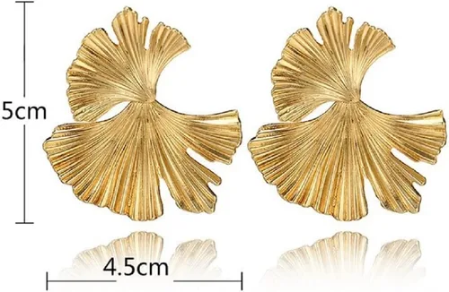 Vista 2 de Aretes de hoja de ginkgo para mujer, bonitos aretes de pétalos de flores, aretes colgantes de pétalos florales bohemios, hipoalergénicos, aretes