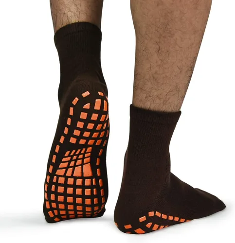 Vista 6 de ELUTONG Calcetines antideslizantes para hombre, 3 pares de tapetes de madera, antideslizantes, para entrenamiento, yoga, pilates, hospital