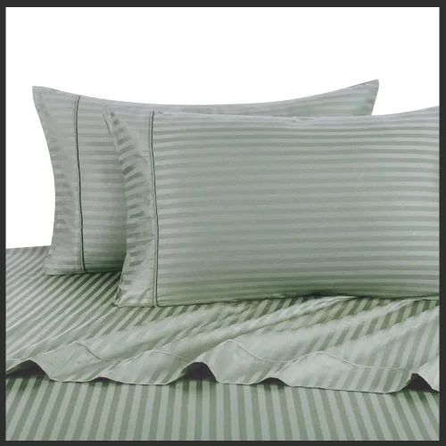 Vista 6 de Royal Hotel Bedding Funda de edredón de 2 piezas, 100% algodón, rayas satinadas, 100% algodón Bronce