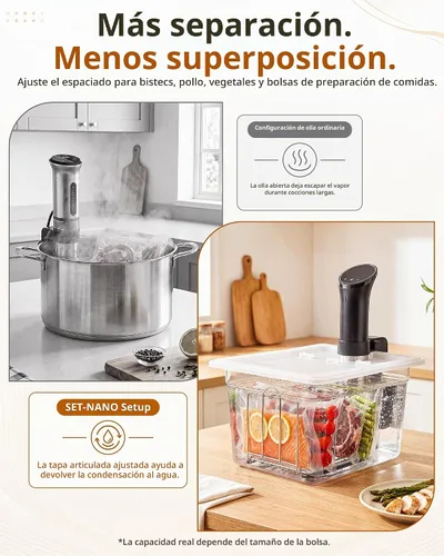Vista 4 de EVERIE Sous Vide - Contenedor compatible con ANOVA Nano, Contenedor con tapa y estante