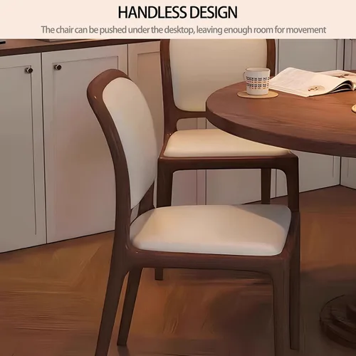 Vista 3 de Sillas de comedor de madera sin brazos, sillas de cocina de comedor, silla de escritorio de cocina de nogal con soporte trasero, silla de Negro