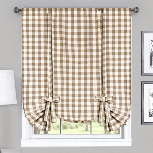 Vista 17 de Achim Home Furnishings - Cortina de ventana a cuadros de un solo paño, 42 x 63 pulgadas, blanca y negra