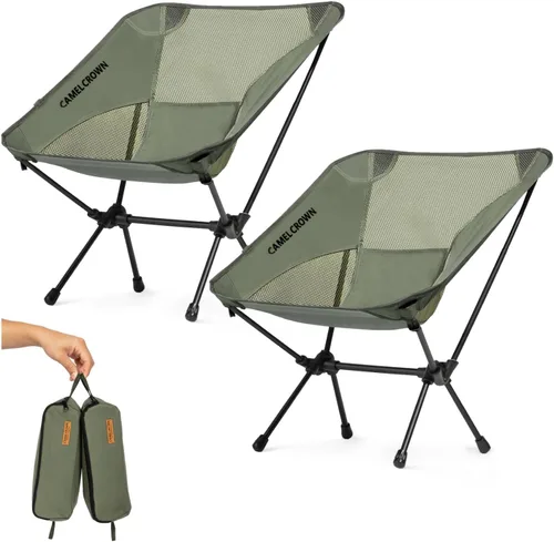 Vista 11 de CAMEL CROWN Silla de camping resistente para mochileros, silla plegable ultraligera con bolsa de transporte, portátil compacta para exteriores