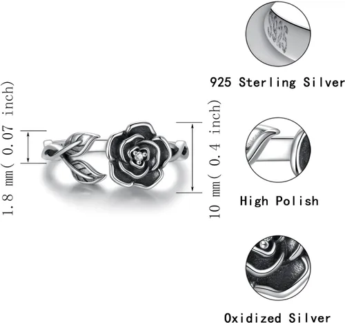 Vista 30 de Fidget Spinner Anxiety Rings for Women: Sterling Silver Lotus Moon Star Sunflower Ring Stress Relieving Calm Ring Jewelry Gifts for Daughter