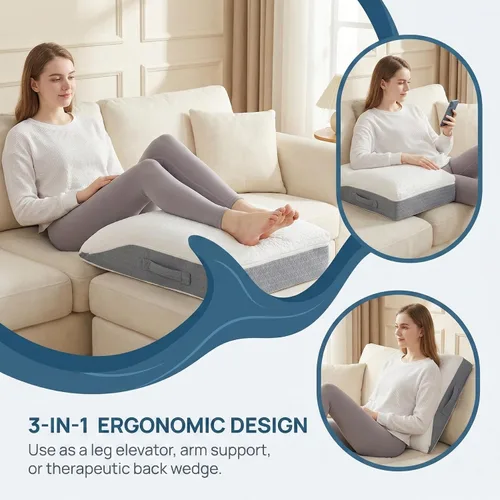 Vista 7 de baibu Almohada elevadora de piernas de espuma viscoelástica, almohada de soporte de diseño de doble capa patentada para elevar los pies para una
