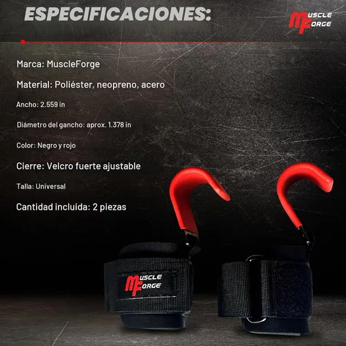 Vista 8 de Ganchos de levantamiento de pesas para hombres y mujeres – Correas de muñeca de elevación resistentes con agarres de gancho para levantamiento