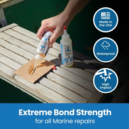 Vista 2 de Epoxy de Brampton Marine de fuerte unión para reparación de barco - Se une en 30 minutos, resistente al agua, 4 onzas