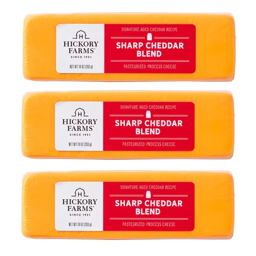 Vista 13 de Hickory Farms Mezcla de queso cheddar ahumado, paquete de 3, 10 onzas cada uno - Artículo de comida para charcutería