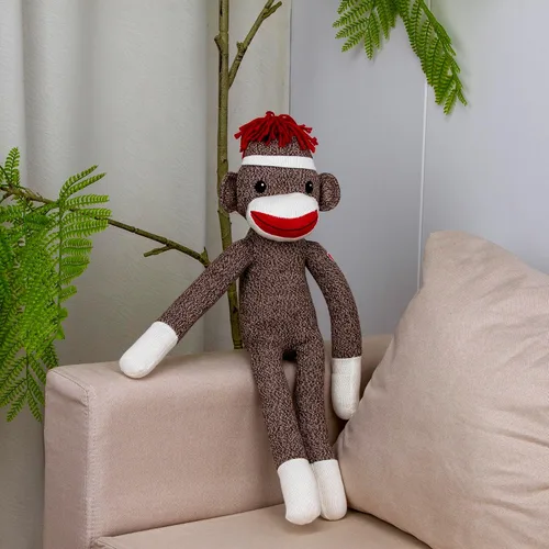 Vista 10 de Plushland Adorable mono calcetín de 8 pulgadas de alto, suave y realista, juguete de peluche de punto, para niños, bebés, adolescentes, niñas