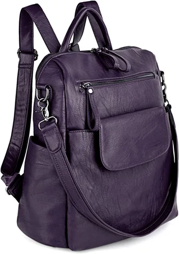 Vista 5 de UTO Bolso de la mochila de las mujeres 3 maneras PU cuero lavado señoras mochila hombro bolso nuevo azul