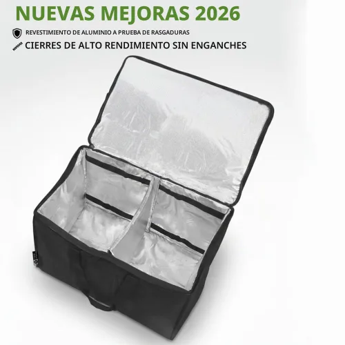 Vista 2 de TRUE NORTH Bolsa Térmica para Entrega de Alimentos con Divisor (23"x15"x14") - Bolsa Calentadora de Alimentos Uber Eats - Bolsas de Pizza
