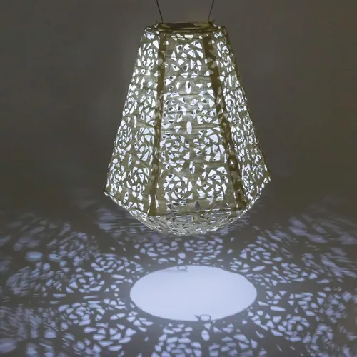 Vista 2 de Allsop Soji Stella - Linterna solar prisma, luz LED de 11 pulgadas para exteriores, hecha a mano con tela resistente a la intemperie, accesorios