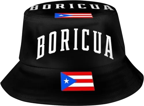 Vista 6 de Sombrero de pescador de Puerto Rico, lindo sombrero de pescador, sombreros de pescador con bandera de Pr Sombrero de sol para pesca, senderismo
