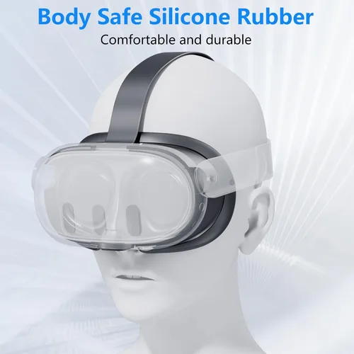 Vista 7 de JDDWIN Silicone VR Headset Face Pad Cover Compatible with Meta Oculus Quest 3, Soft & Smooth Facial Interface Cushion Skin Accessories Anti-Sweat