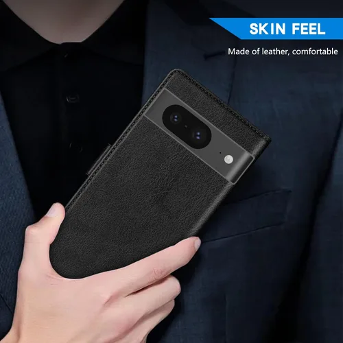 Vista 6 de ZZXX Funda tipo cartera para Google Pixel 8 con bloqueo RFID, ranura para tarjetas, función atril, cierre magnético, funda protectora de cuero