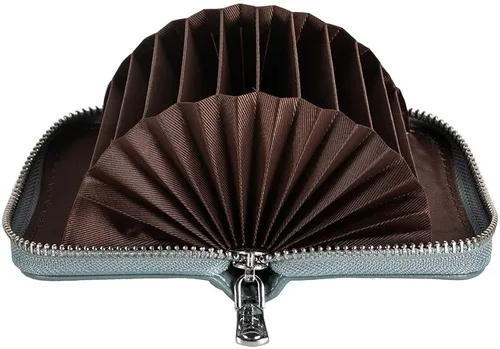 Vista 6 de Cartera de piel con cremallera para mujer bloqueo RFID
