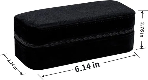 Vista 2 de SANQIANWAN Joyero de viaje de terciopelo de felpa para mujer, lujoso, esponjoso, portátil, pequeño, pequeño, joyero, para aretes, anillos, soporte