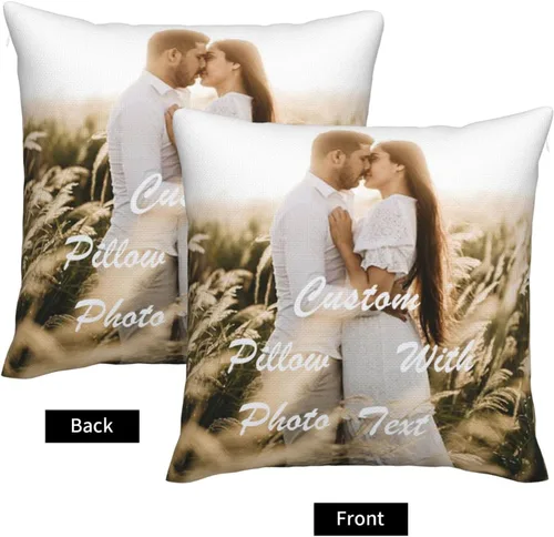 Vista 2 de Funda de almohada personalizada con texto de imagen, funda de almohada personalizada, funda de almohada personalizada, regalos de recuerdo para lino