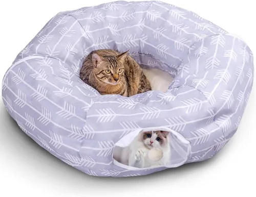Vista 8 de Nobleza Cama de túnel para gatos, plegable y lavable, juguete de tienda de campaña para descansar en interiores, tubo ligero para ventilar el gatito