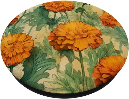Vista 2 de PopSockets PopGrip estándar con diseño de flor de caléndula