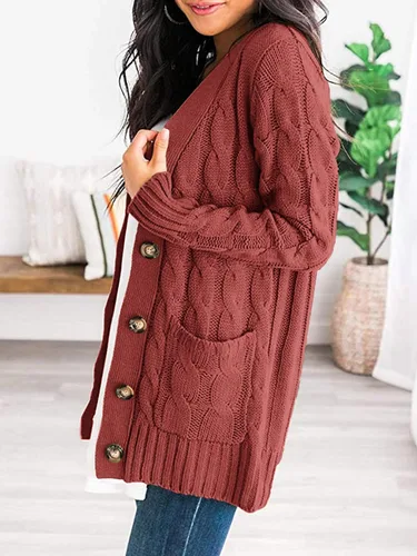 Vista 2 de PRETTYGARDEN Womens Open Front Cardigan Fashion Button Down Cable Knit Chunky Outwear Coats