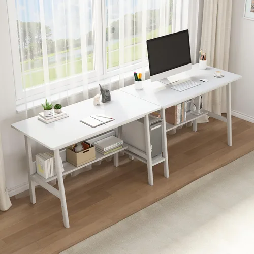 Vista 13 de NELYE Escritorio para 2 personas con estantería, mesa de trabajo de madera extra larga de 79 pulgadas, estación de trabajo para computadora de Nuez
