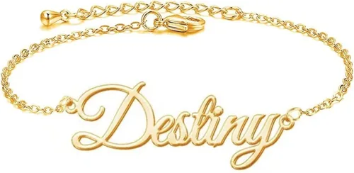 Vista 2 de Tobillera personalizada con nombre personalizado para mujeres y niñas, tobilleras laminadas de oro plateado con nombre inicial para mujer