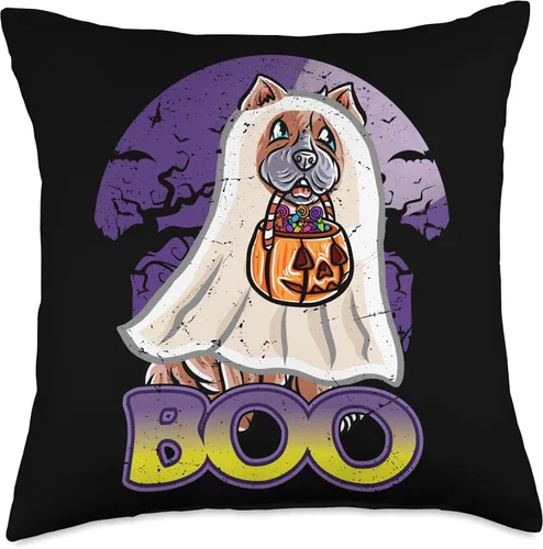 Vista 4 de BCC Chow Chow Shirts & Asian Dog Lover Gifts Chow Happy Halloween Costume Ghost Throw Pillow, 16x16, Multicolor