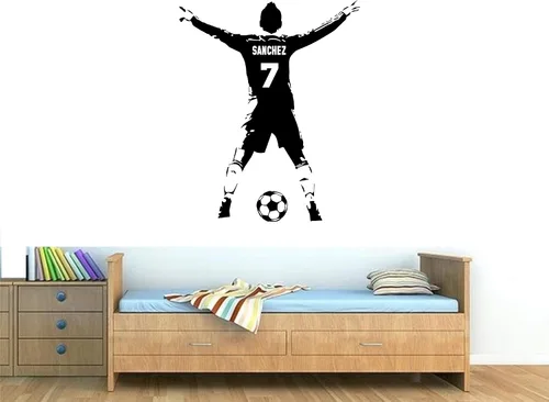 Vista 2 de Calcomanía de pared personalizada de jugador de fútbol – Elige tu nombre y números de camisetas de jugador personalizadas, calcomanía de vinilo