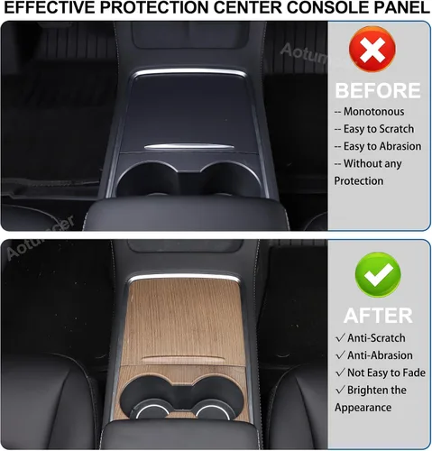 Vista 2 de Kit de cubierta de consola central, cubierta de consola central de ABS para Tesla Model 3 2021-2023, a prueba de líquidos, protección UV, lujosa