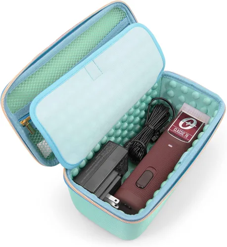 Vista 10 de CASEMATIX Estuche de peluquería para cortapelos, timbres para el cabello, recortadoras, delineador de acabado en T, estuche de viaje